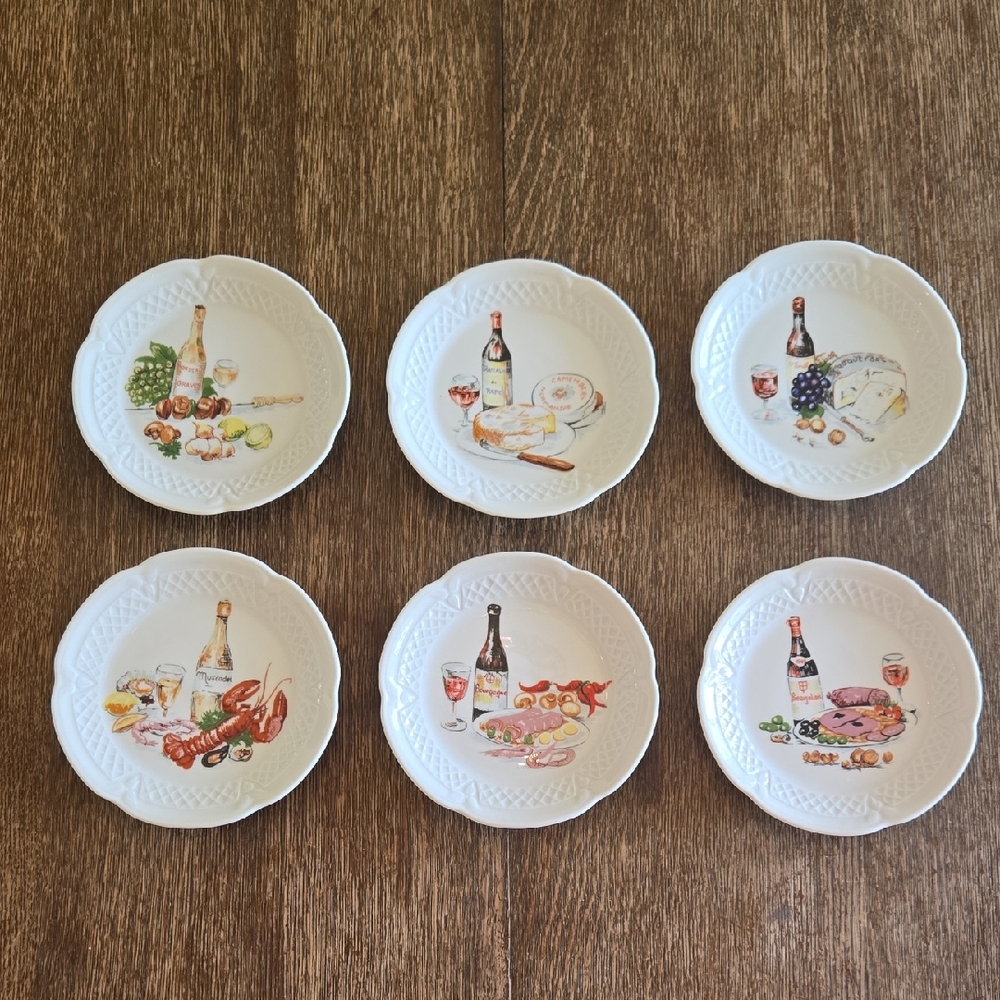 Philippe Deshoulières Louis Lourioux Edition Porcelain Canapé Plates, Set of 6